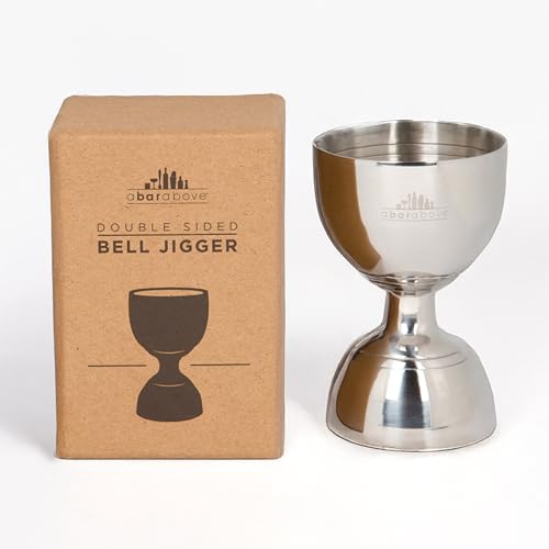A Bar Above Premium Bell Jigger, 304 Stainless Steel Double Cocktail Jigger With 10 Internal Measurements, Heavy Duty Professional Bar Tool for Bartending, Stainless Finish, Ergonomic Design, 1 Pack