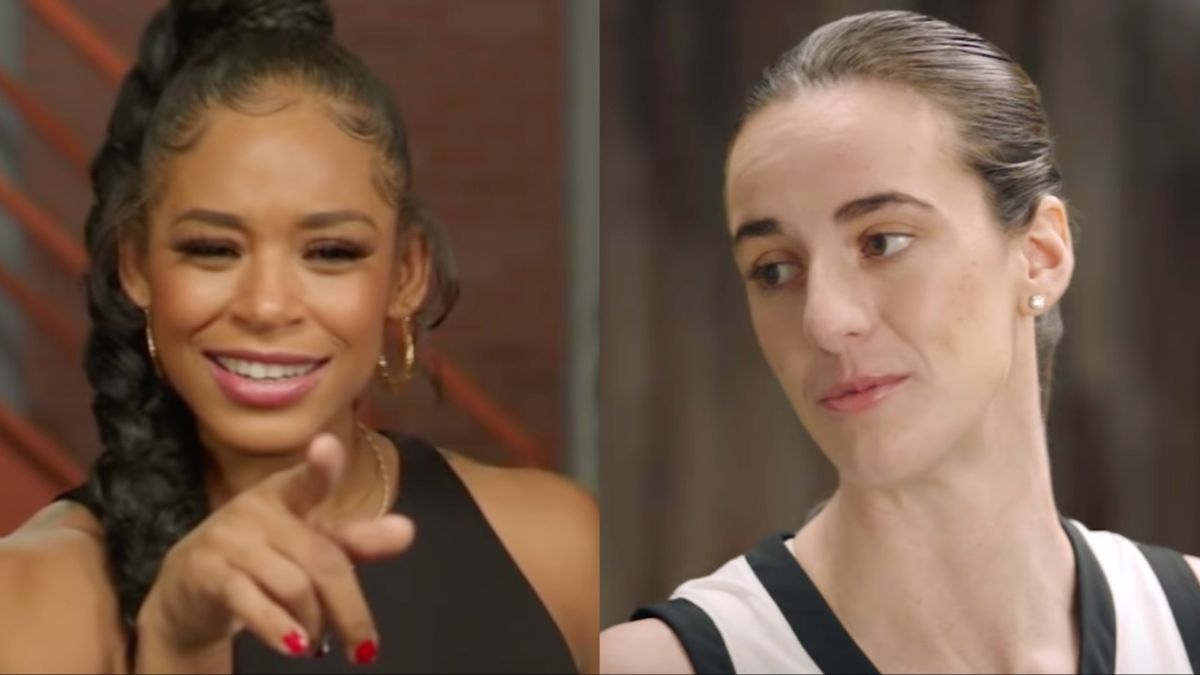 Bianca Belair and Caitlin Clark split image