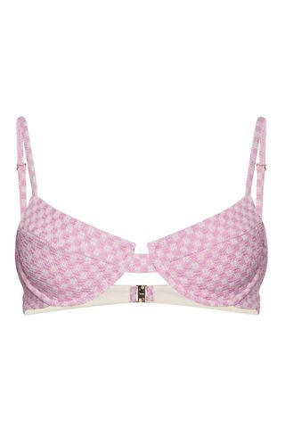 patterned pink bikini top