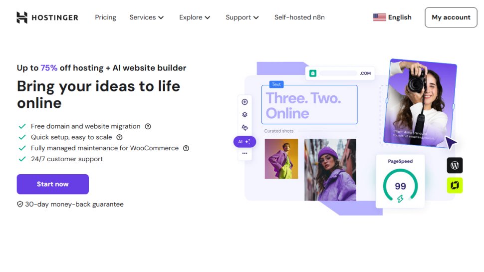 Website screenshot of Hostinger (September, 2025)