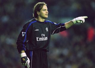 Mark Bosnich in action for Chelsea against Leeds United in October 2001.
