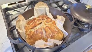 Lancaster cast iron dutch oven baking bread