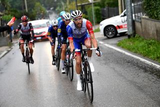 LEGNANO ITALY OCTOBER 04 Thibaut Pinot of France and Team Groupama FDJ competes in the breakaway during the 102nd Coppa Bernocchi 2021 a 19715km race from Legnano to Legnano USLegnanese1913 CoppaBernocchi on October 04 2021 in Legnano Italy Photo by Tim de WaeleGetty Images