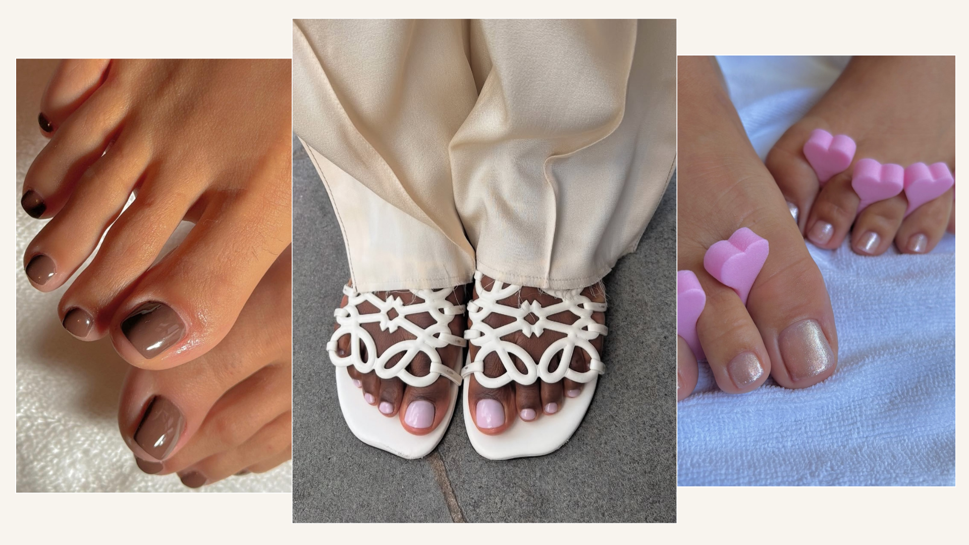 A collage of pedicure ideas for April 2026