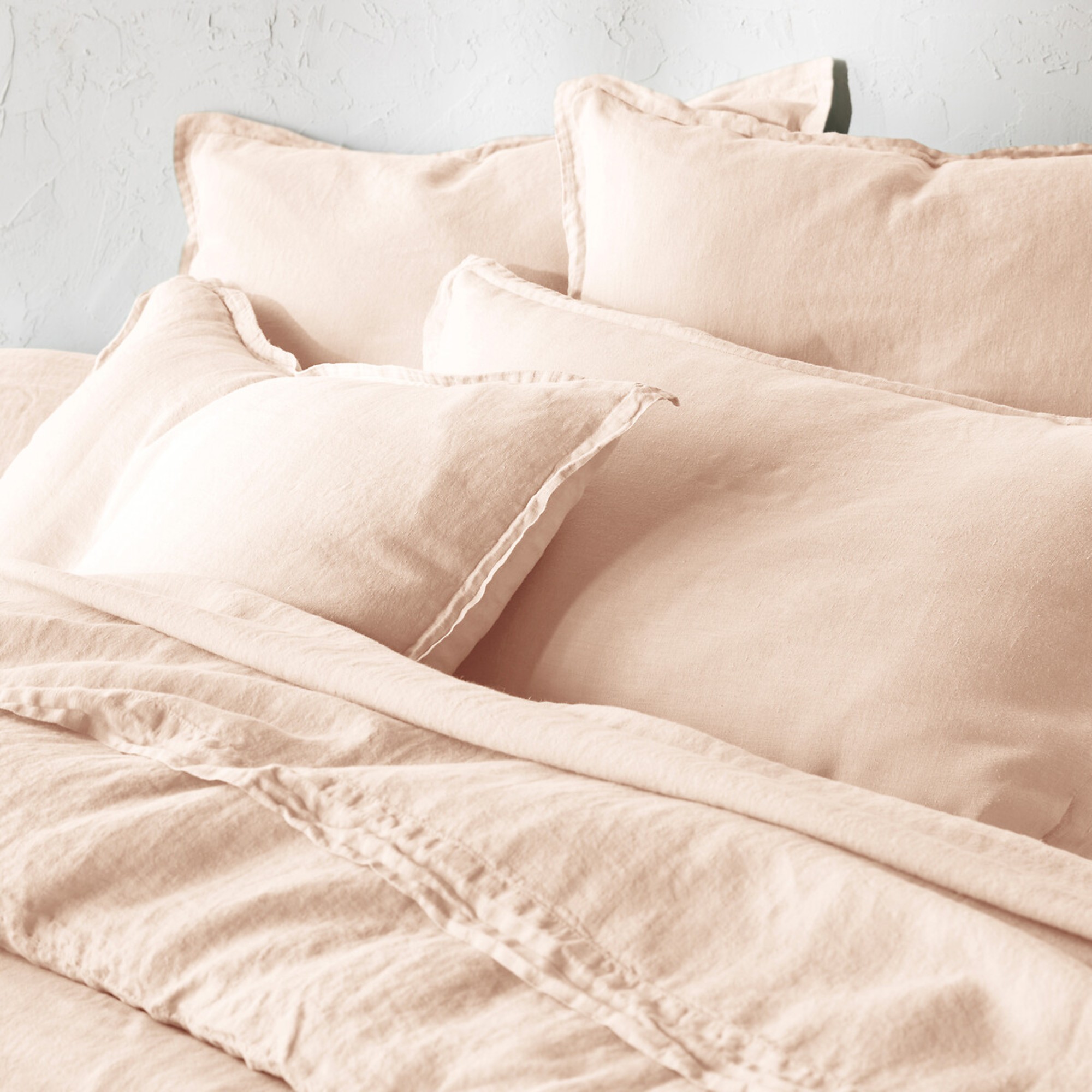 La Redoute Linot Plain 100% Washed Linen Duvet Cover pearl pink