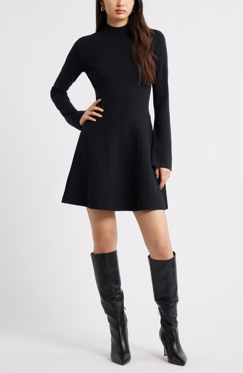Mock Neck Long Sleeve Sweater Dress