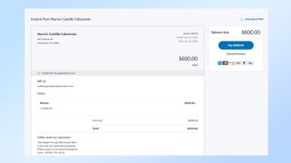 A fake invoice for a $600 Bitcoin