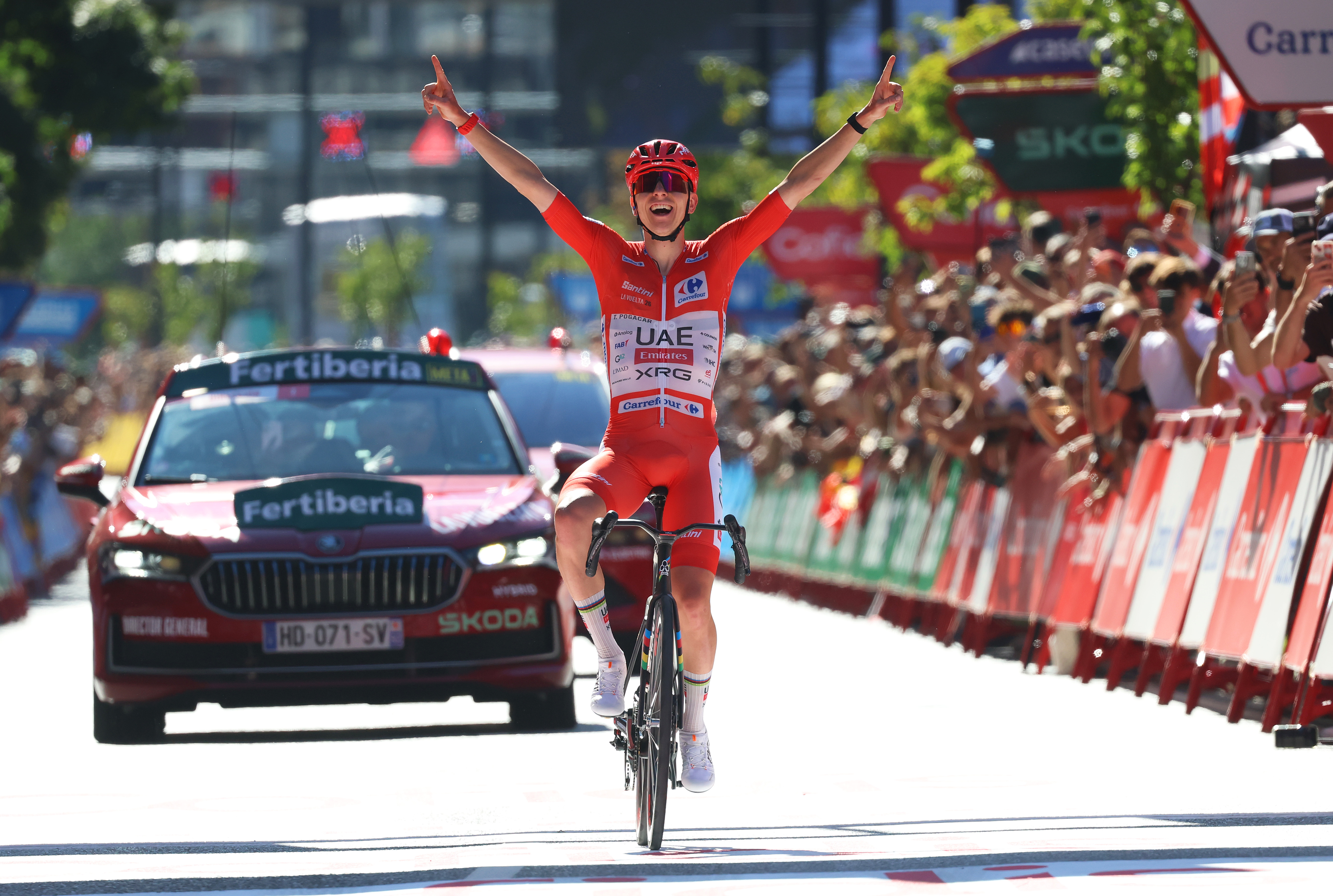 Tadej Pogačar at winning stage four of the 2026 Vuelta a Espa&ntilde;a
