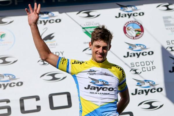 A visible happy Luke Davison (Budget Forklifts) moves into the lead with two days remaining at Tour of the Murray River