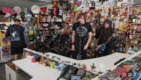 A still of Napalm Death performing on NPR's Tiny Desk Concert.