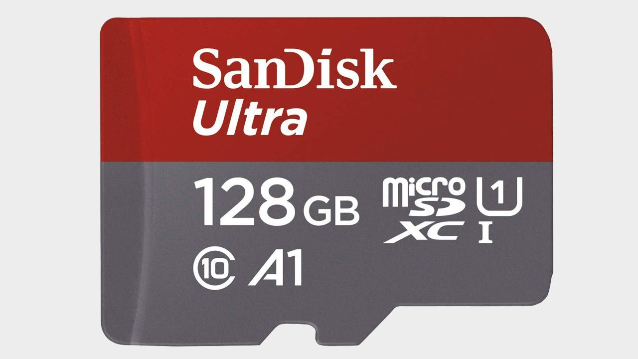 Official product image of the SanDisk Ultra 128GB SD card, with a plain background.
