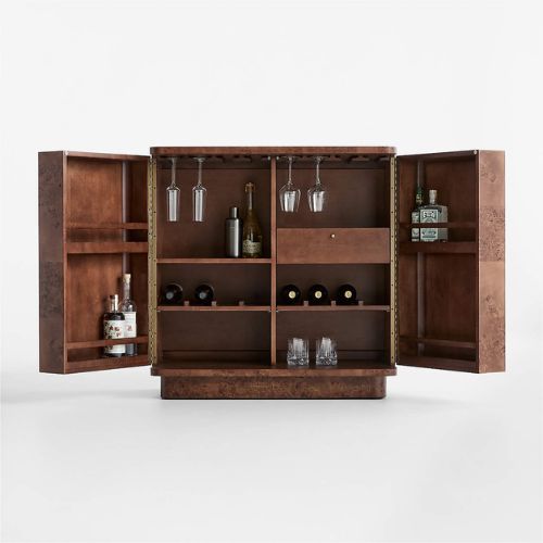 Mota 38 Dark Burl Wood Bar Cabinet