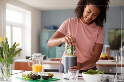 woman making a vegan smoothie