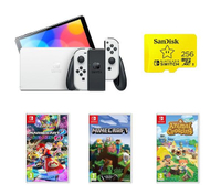  Nintendo Switch OLED White, Games &amp; SanDisk 256 GB Memory Card Bundle -
