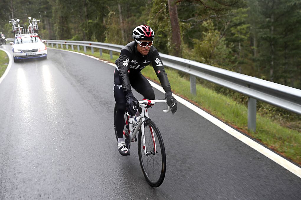 Michal Kwiatkowski before abandoning during stage 4 at Pais Vasco