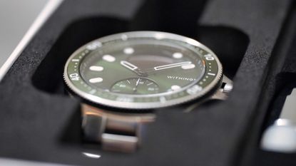 best hybrid smartwatch: Pictured here, a detail shot of the Withings Scanwatch Horizon