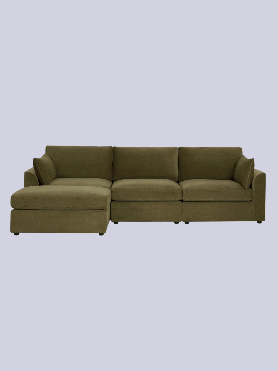DUSK, Miami Left Hand Chaise Sofa - Chenille Olive