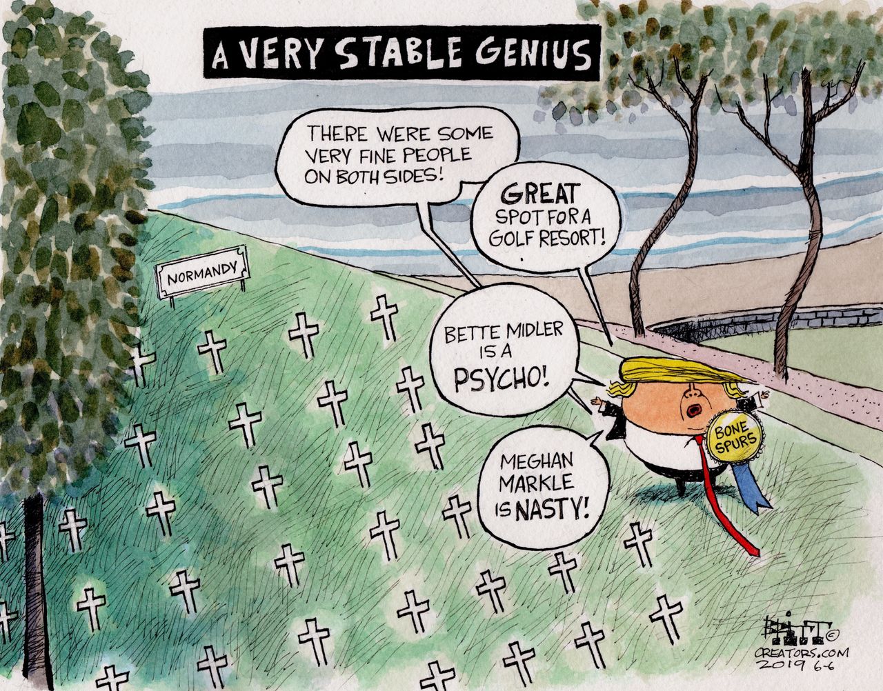 Political Cartoon U.S. D-Day Trump State Visit