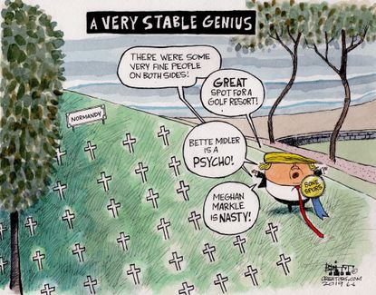 Political Cartoon U.S. D-Day Trump State Visit
