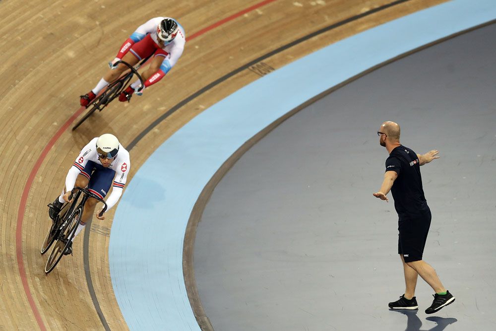 Jason Kenny (Great Britain) in action at the Track World Cup in London 2018