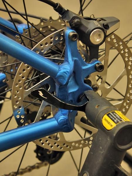 The rear of the Chris Kopp 29er is anchored with a pair of forged aluminum dropouts.