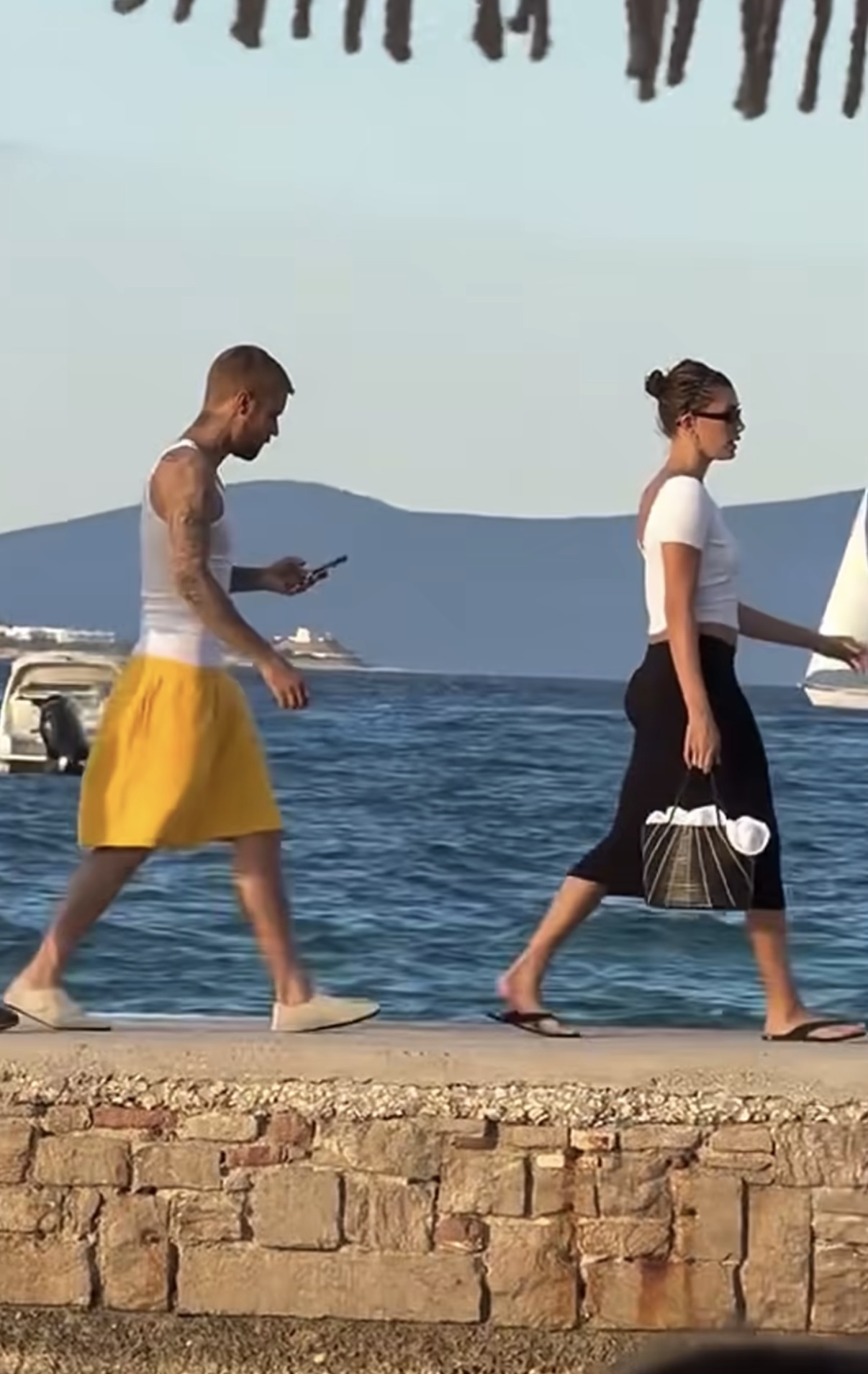 Hailey Bieber wore the A.Emery flip-flops on a vacation in Greece