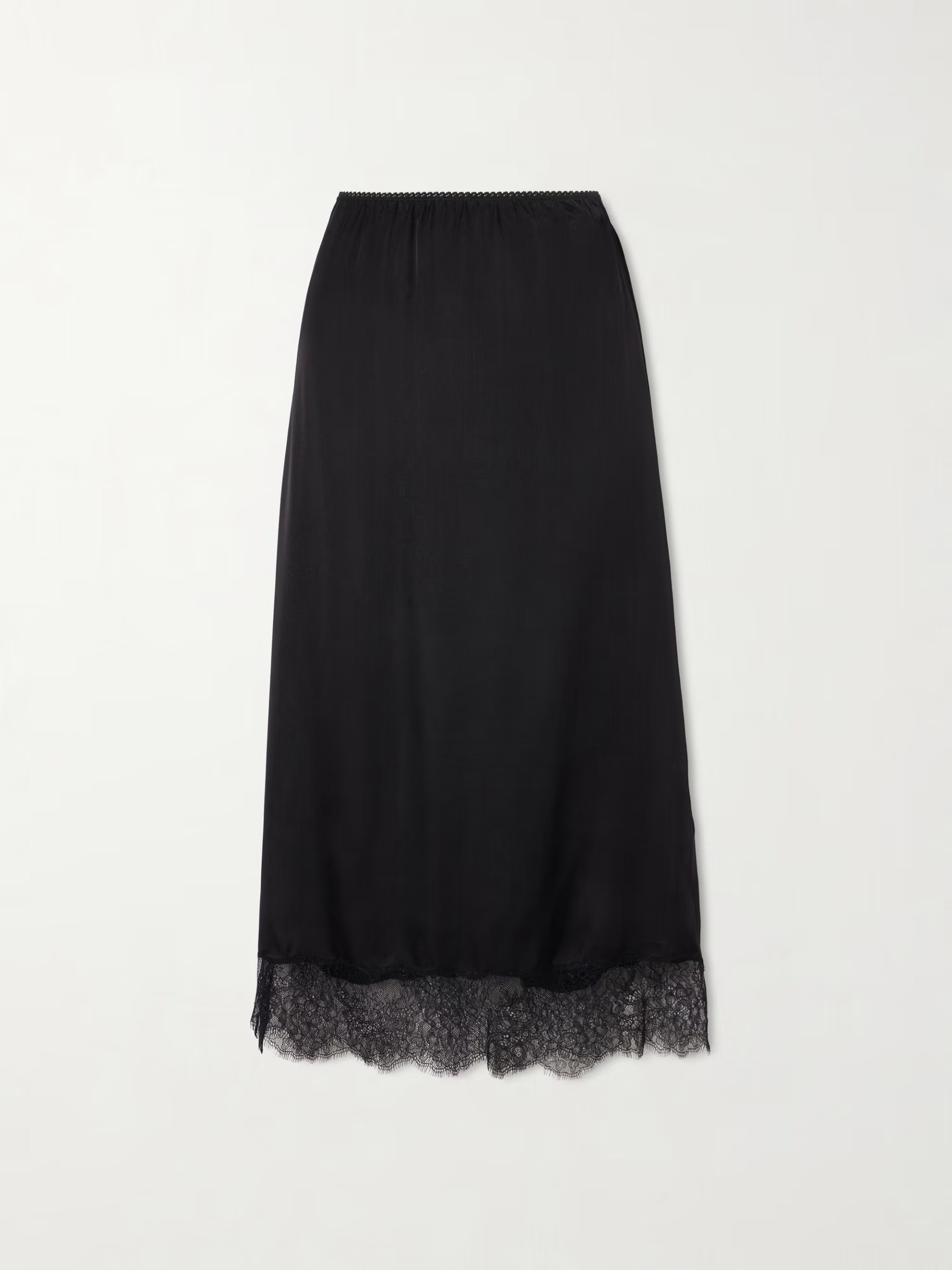 ANINE BING Shelby lace-trimmed silk-blend midi skirt black