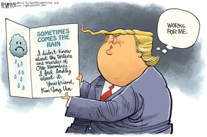 Political Cartoon U.S. Trump Kim Jong-Un Otto Warmbier