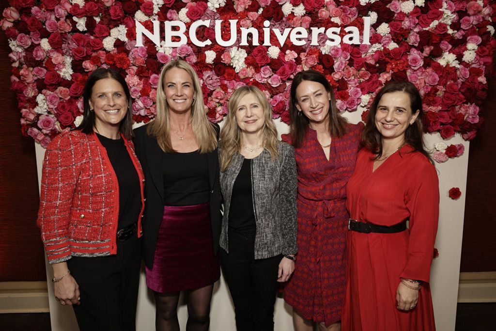At NBCUniversal&rsquo;s TCA Winter Press Tour reception in Pasadena, Calif. (l. to r.): Lisa Katz, president, scripted content, NBCUniversal Entertainment; Kelly Campbell, president, Peacock &amp; Direct-to-Consumer; Frances Berwick, chairman, NBCUniversal Entertainment; Corie Henson, EVP, unscripted content, competition and game shows, NBCUniversal Entertainment; and Rachel Smith, EVP, unscripted content, lifestyle and documentaries, NBCUniversal Entertainment.