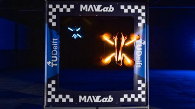 A box showing a small glowing drone inside it
