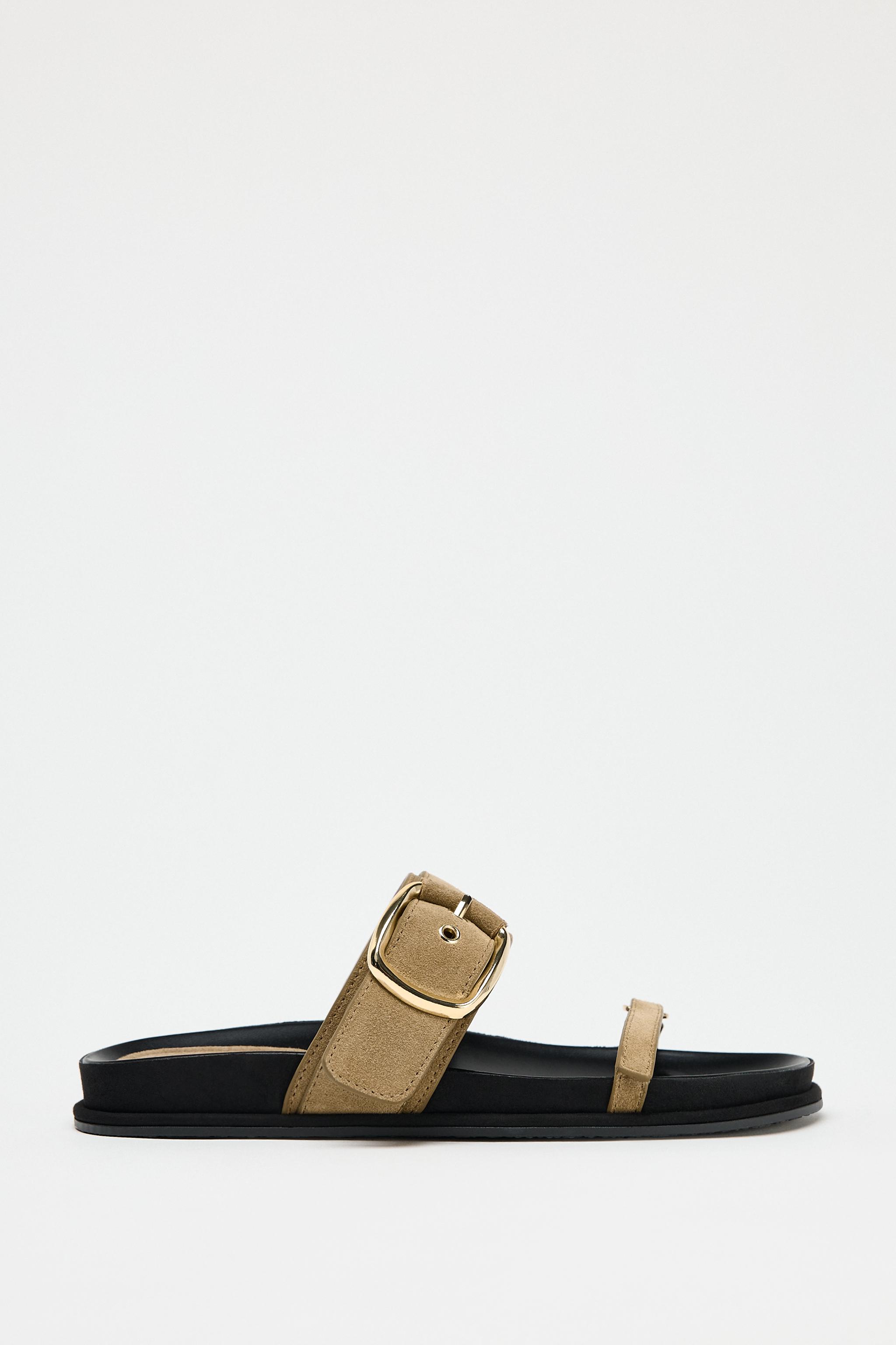 Flat Split Suede Strappy Sandals