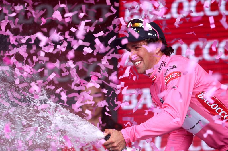 Michael Matthews is getting pretty good at spraying champagne