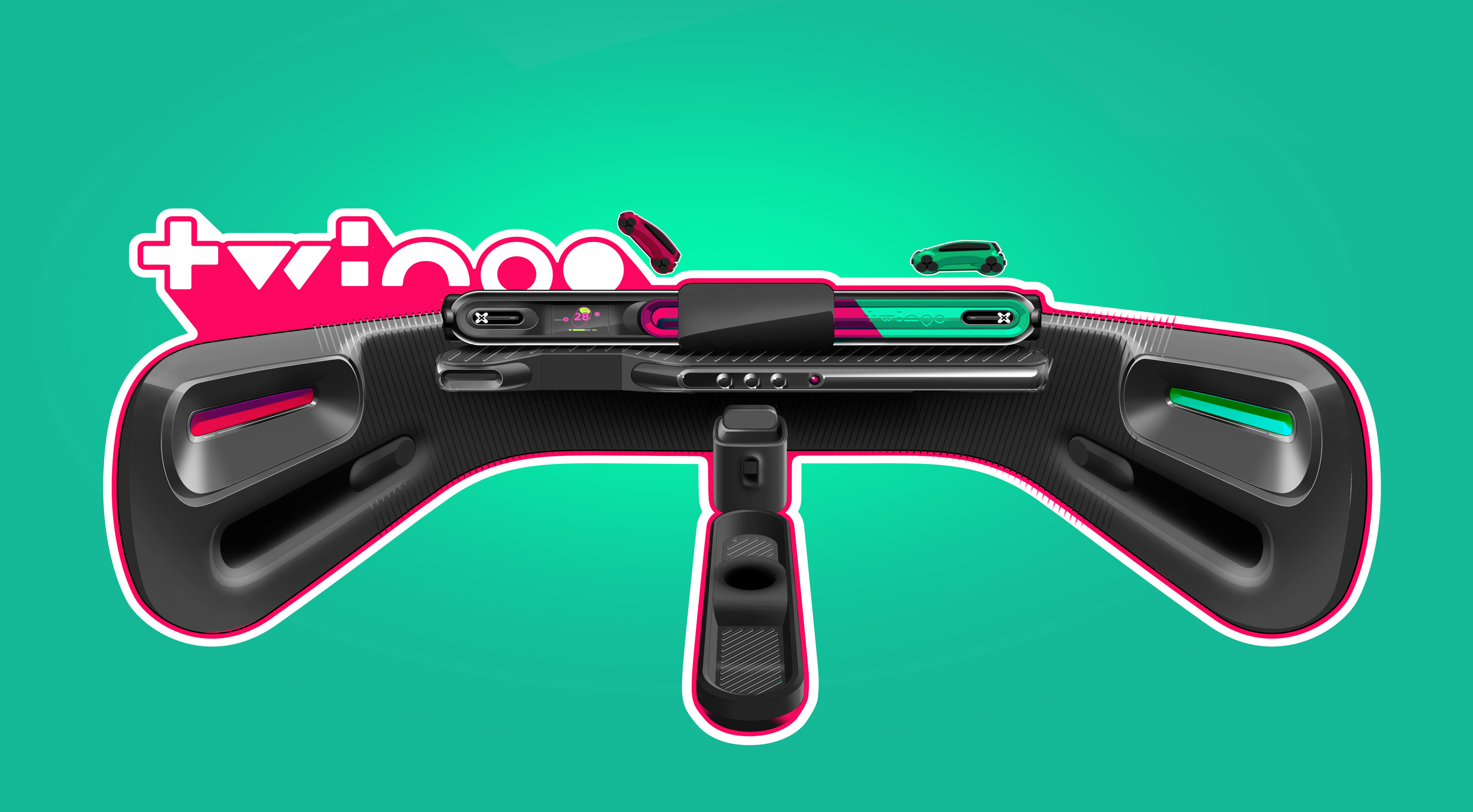 A design sketch of the Renault Twingo E-Tech dashboard