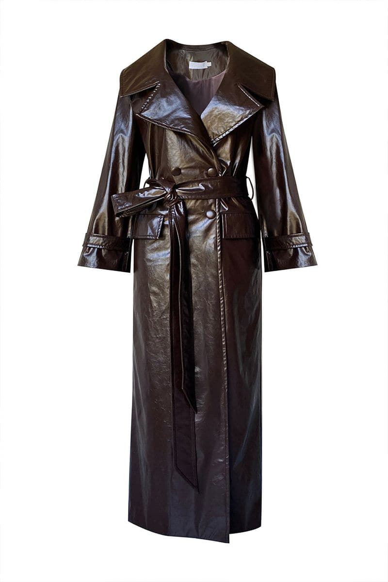 Gabrielle Faux Leather Trench Coat