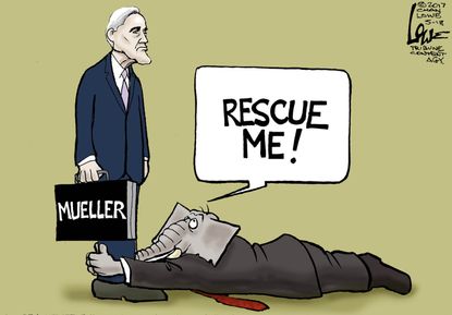 Political cartoon U.S. Trump Russia investigation special counsel GOP Mueller