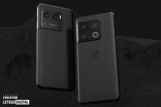 An unofficial render of the OnePlus 10 Ultra and OnePlus 10 Pro, both in black