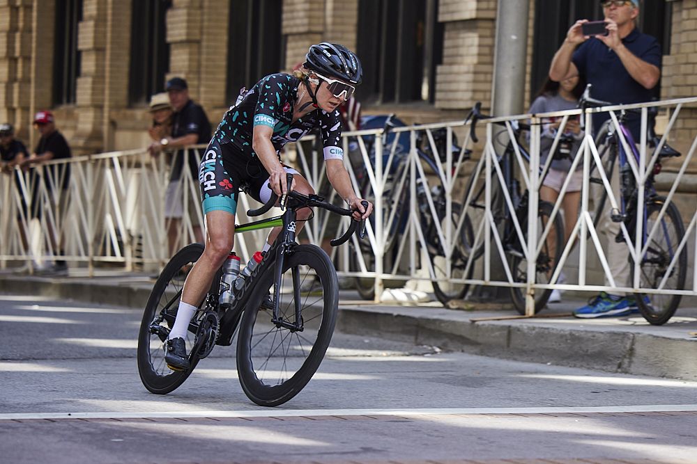 Lauren DeCrescenzo (Cinch Cycling) on the attack in Knoxville