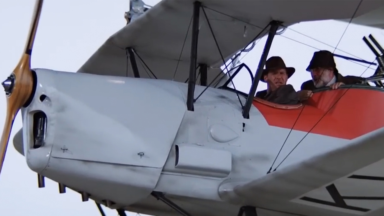 Harrison Ford and Sean Connery in an airplane in The Last Crusade