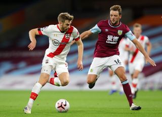 Dale Stephens, right, made his Burnley debut