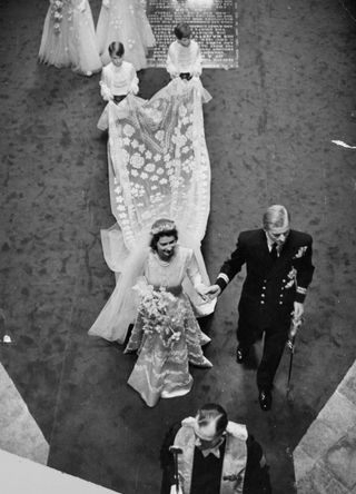 Queen Elizabeth II and Prince Philip on their wedding day