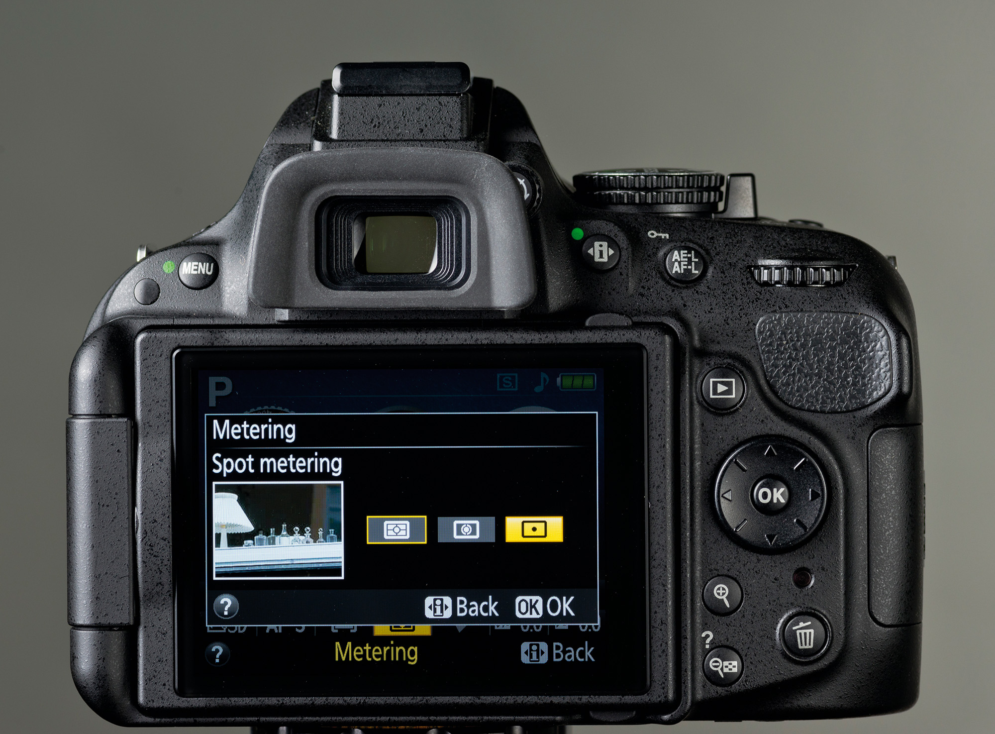 Spot metering on the LCD on the back of a camera