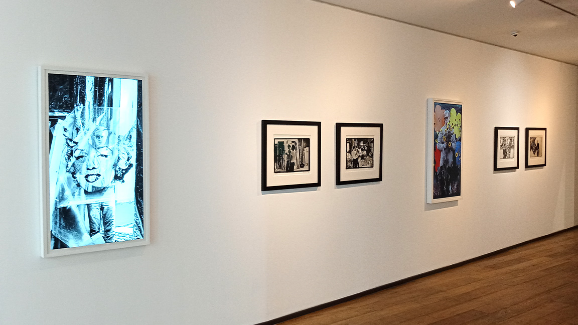 NFT display; a photo of an NFT Tokenframe display in an art gallery