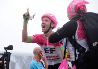 Michael Woods reacts to winning stage 17 at the Vuelta