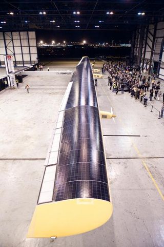 solar panels span the entire wings of the solar impulse plane