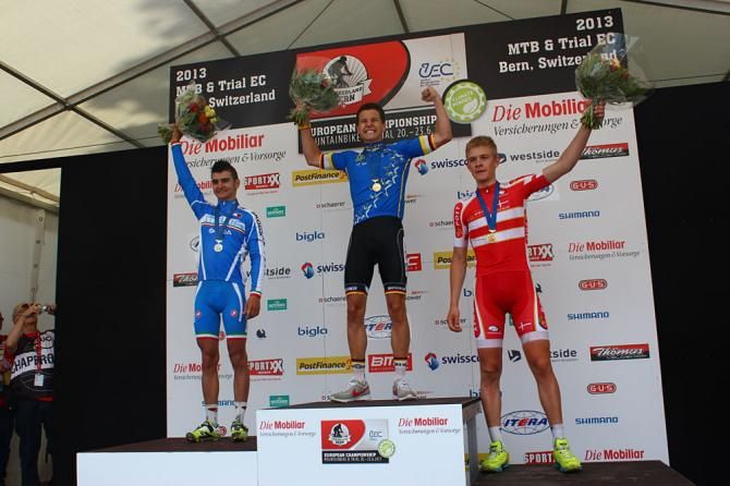 Junior men's podium at the European XC Championships