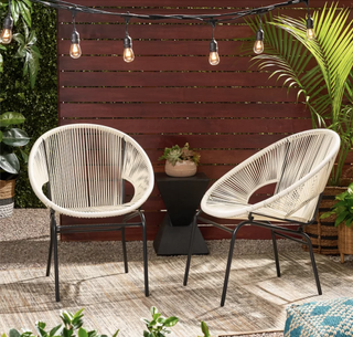 Modern papasan design two piece patio chair set from Wayfair.