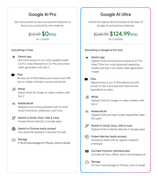 New Google AI Pro and AI Ultra plans