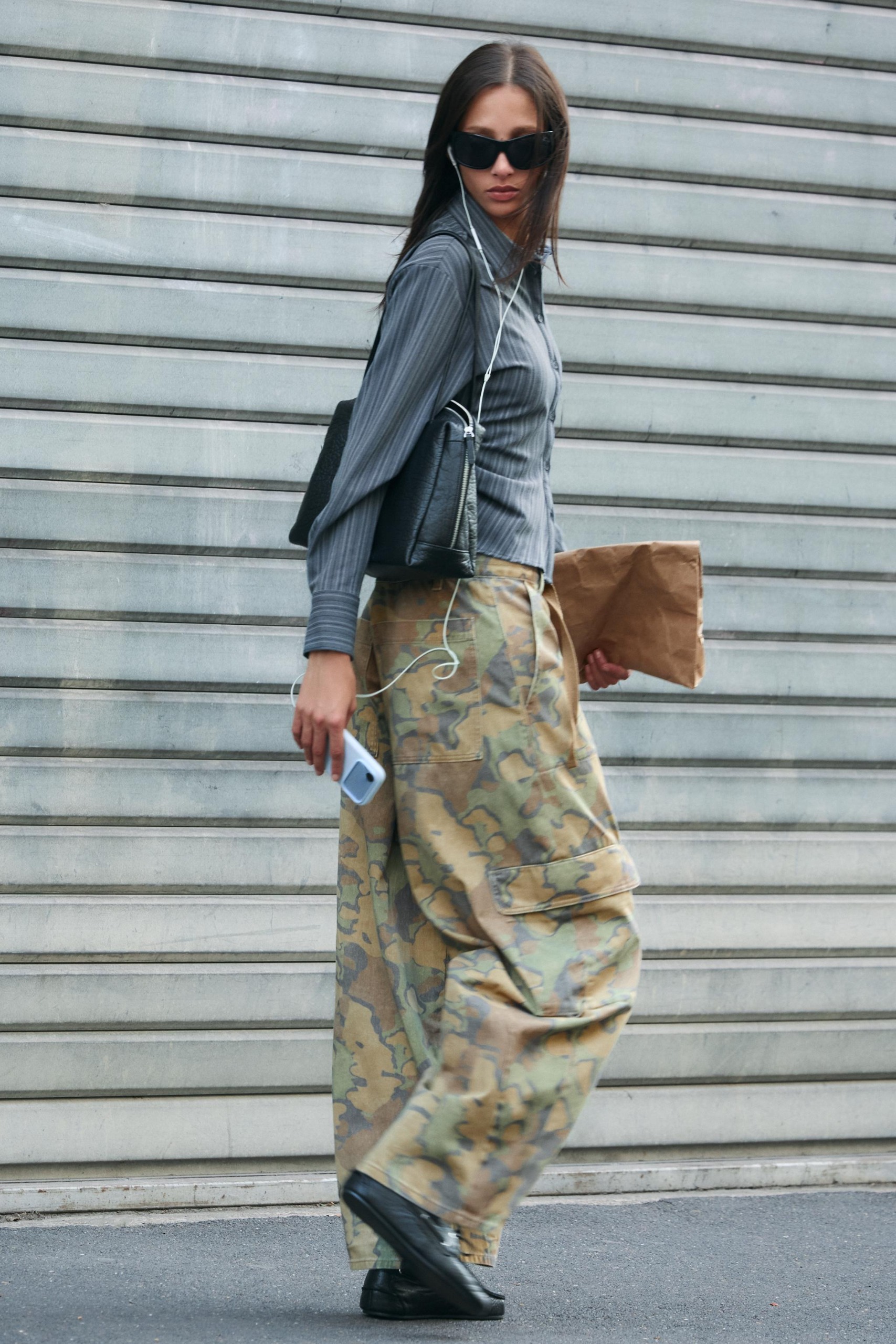 ZARA, Printed Oversize Cargo Trousers - Ink Blue - 4