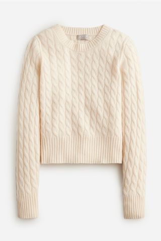 J.Crew, Cashmere Shrunken Cable-Knit Crewneck Sweater