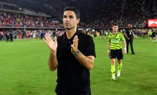 Mikel Arteta, Manager of Arsenal celebrates after the MLS All-Star Game between Arsenal FC and MLS All-Stars at Audi Field on July 19, 2023 in Washington, DC.